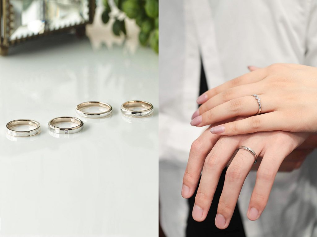 左圖為寬版戒指，右圖為細版戒指，因為和手指的粗細、適合程度有關，建議購買前先試戴各種寬度的戒指。