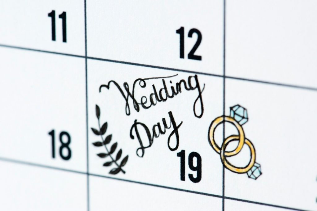 結婚準備清單：確定婚禮日及地點。