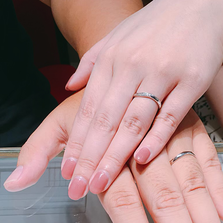 斜線配鑽款結婚戒指