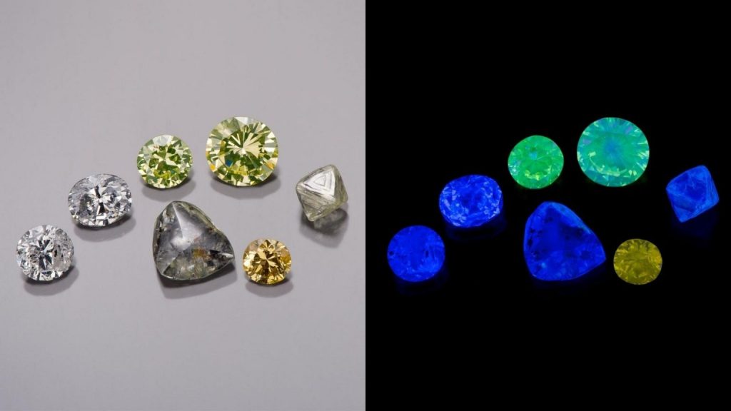 鑽石照射到紫外線後會呈現不同顏色