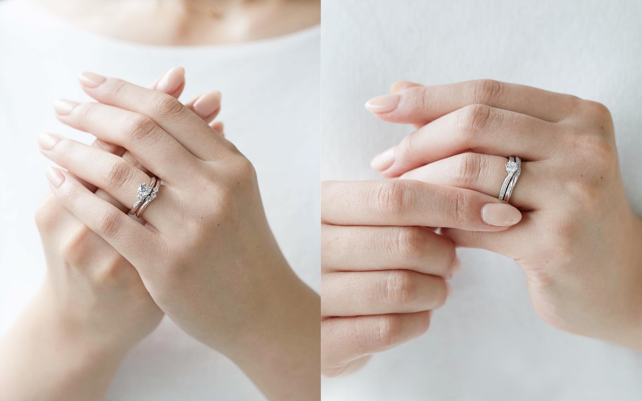 購買結婚戒指時，請確認兩只戒指疊戴時的相容性。