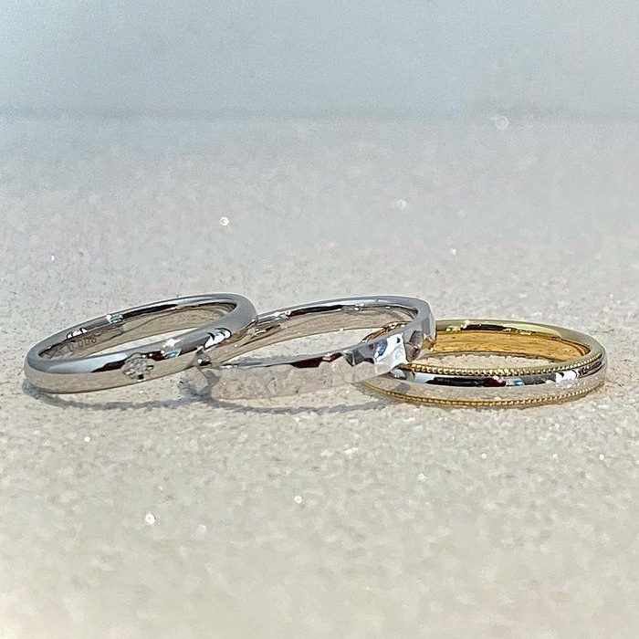 敲打錘紋(特殊加工)/結婚戒指：Anolyu